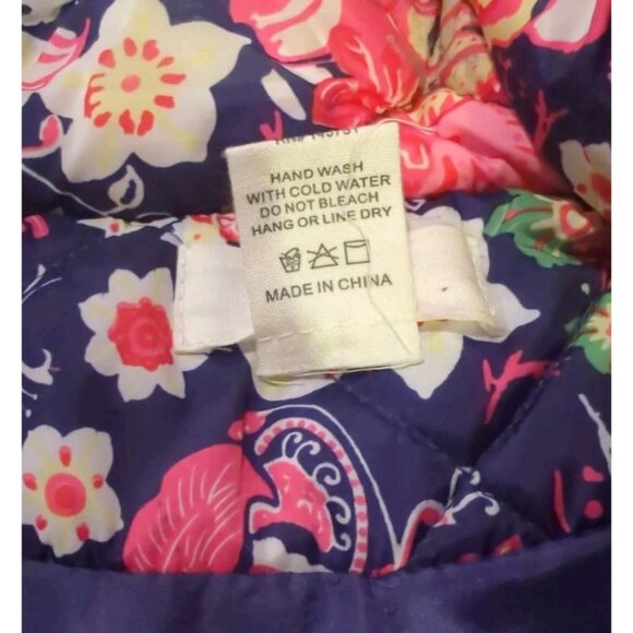 Peach Love California Womens Floral Puffer Vest Small Full Zip 2 Front Pockets - Picture 5 of 7